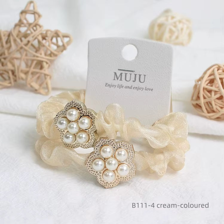 Pearl Flower Hair Tie Set