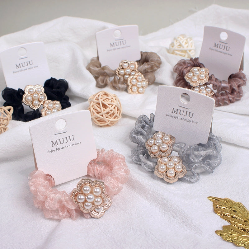 Pearl Flower Hair Tie Set