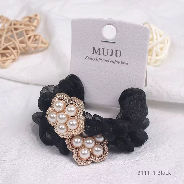 Pearl Flower Hair Tie Set