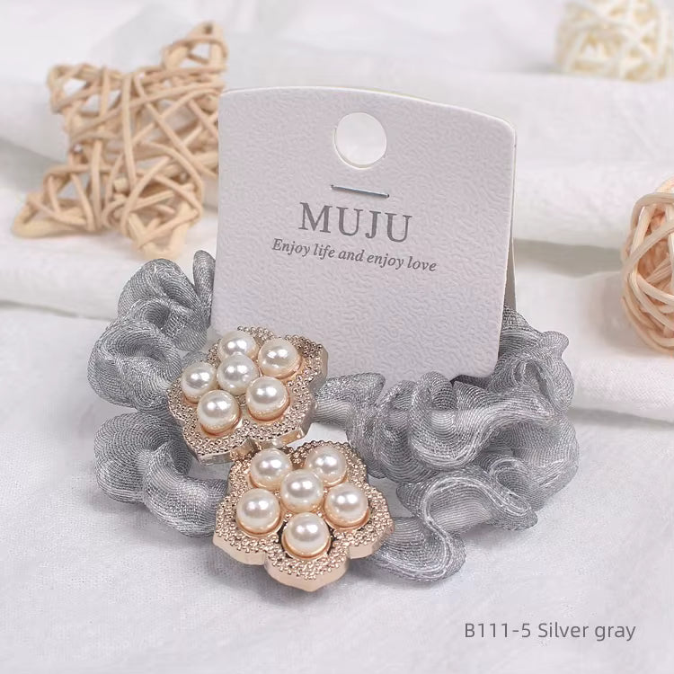 Pearl Flower Hair Tie Set
