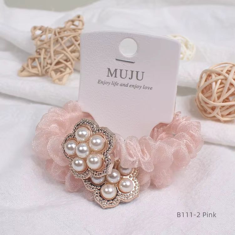 Pearl Flower Hair Tie Set