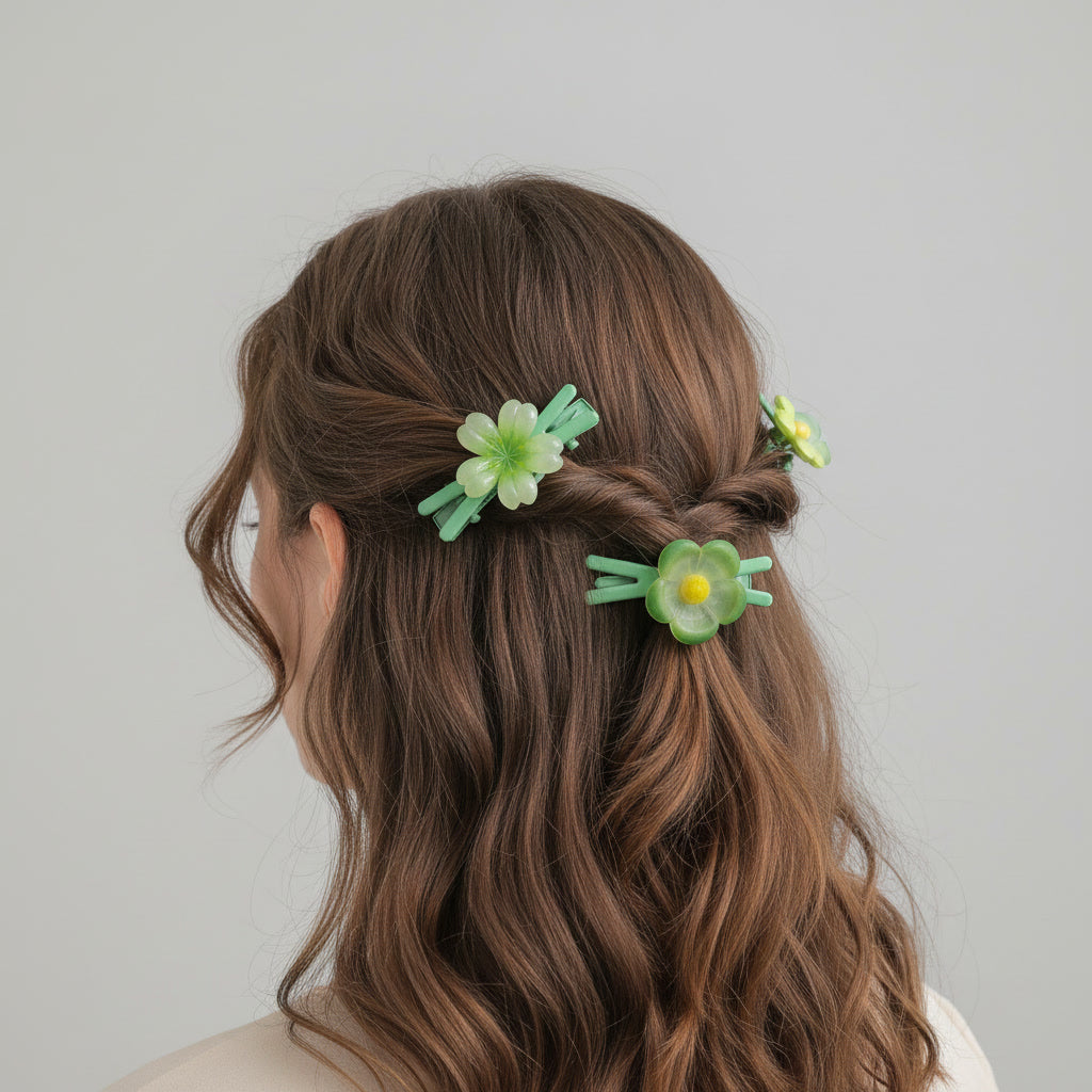 Matcha Bloom Hair Clips Set